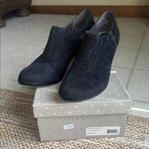 Laura Ashley Black Heeled Boots with Embellished Detail